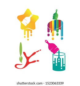 Brush Painter logo design template Painting Best service Set