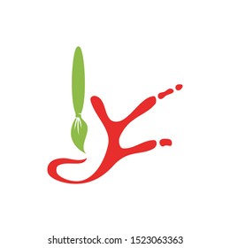 Brush Painter logo design template Painting service Isolated