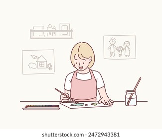 brush for painting in child hand draw.  Hand drawn style vector design illustrations.