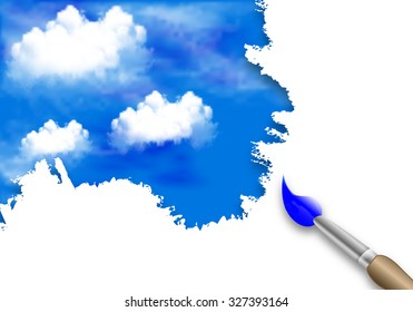 brush painting of clouds in the sky