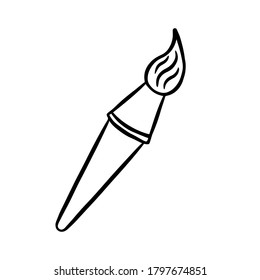 Brush for painting. Hand drawn vector illustration in doodle style, isolated on a white background.