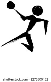 
Brush painting handball silhouette