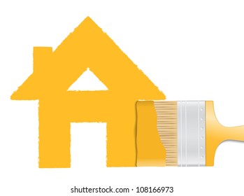 Brush Painting House, Vector Eps10 Illustration