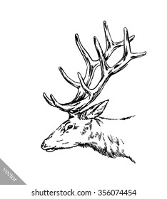 brush painting ink draw vector deer illustration