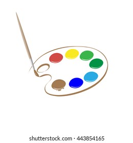 brush painting palette with different colors