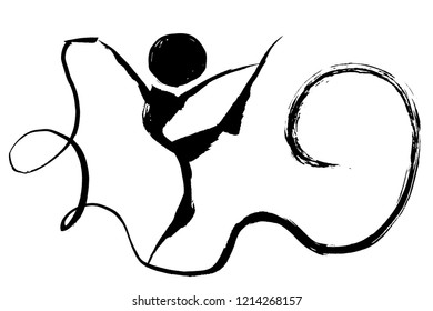 Brush painting Rhythmic Gymnastics silhouette