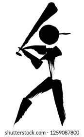 Brush painting baseball・softball silhouette