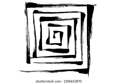 Brush painting Square spiral pattern
