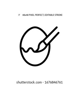 Brush paints an easter egg simple line icon vector illustration.Editable stroke. 48x48 Pixel Perfect.