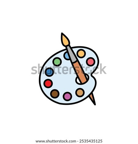 Brush and Palette colored vector icon on white background. Stock vector EPS10