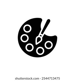 Brush and Palette icon Black and white outline vector