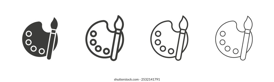 Brush and Palette icon in fill and three stroke sizes