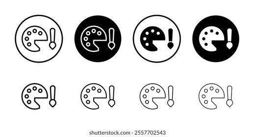 Brush and Palette icon Flat art in black and white isolated