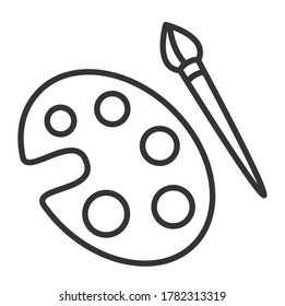 Brush and palette icon illustration vector flat