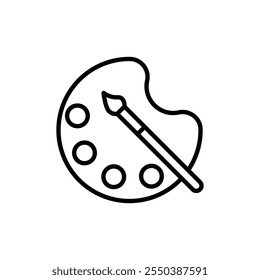 Pincel y logotipo lineal de icono de paleta aislado