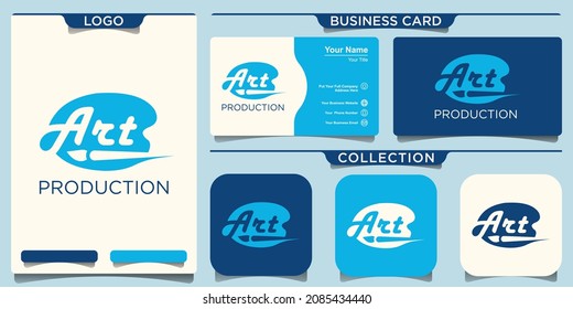 Brush and palette icon watercolor logo design