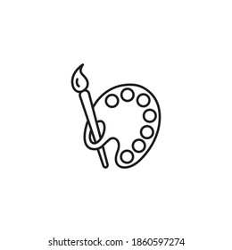 Brush and palette simple thin line icon vector illustration
