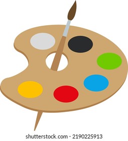Pincel con icono de vector de paleta en estilo plano.