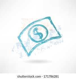 Brush paper dollar icon. Money.