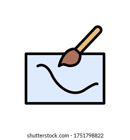 Pincel, papel, icono de dibujo. Color simple con elementos de vector de contorno iconos de tiempo libre para ui y ux, sitio web o aplicación móvil