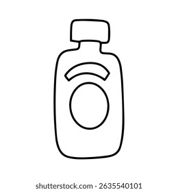 Brush, parfum, spray cologne. Outline black color makeup doodles design