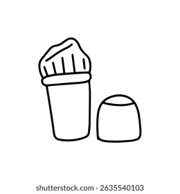 Brush, parfum, spray cologne. Outline black color makeup doodles design
