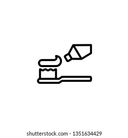 brush, paste, tooth, care, clean, hygiene, health icon in black outline style, vector