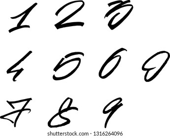 Brush Pen Calligraphy based numbers