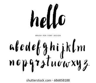 Brush pen font design. Hand written letters isolated on white.