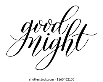 Brush Pen lettering "Good night" isolated on background. Handwritten vector Illustration.