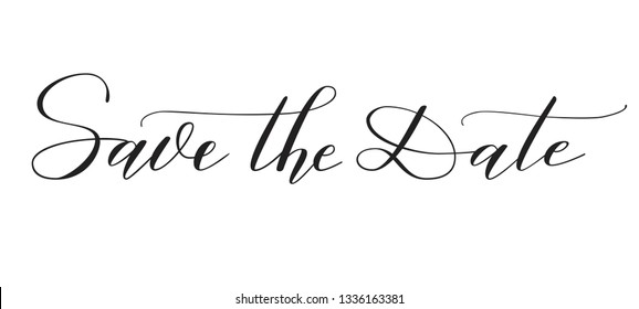 Brush Pen lettering "Save the date" isolated on background. Handwritten vector Illustration.