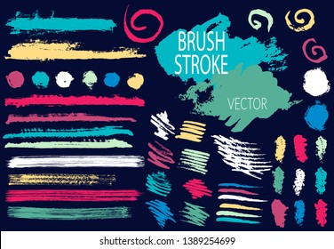 Brush, pen, marker, chalk. Vector distressed grunge modern textured brush stroke. Dry brush. Hand drawn vector.