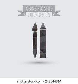 Brush and Pencil. drawing characters. Education sign. symbol icon drawing and art