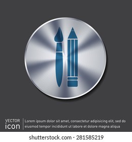Brush and Pencil. drawing characters. Education sign. symbol icon drawing and art