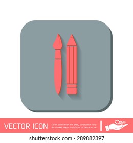 Brush and Pencil. drawing characters. Education sign. symbol icon drawing and art
