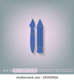Brush and Pencil. drawing characters. Education sign. symbol icon drawing and art