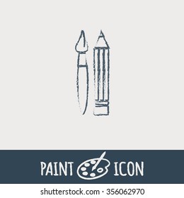 Brush and Pencil. drawing characters. Education sign. symbol icon drawing and art