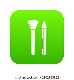 Brush pencil icon green vector isolated on white background
