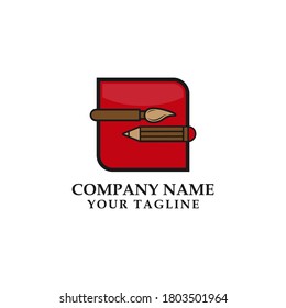 Brush and pencil logo template. Creative idea vector design. Smart writer logotype