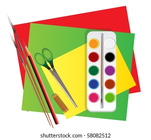 brush pencil paper