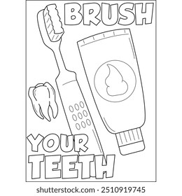 brush personal hygiene coloring book page for kids and adults creative coloring mindful relaxation activity