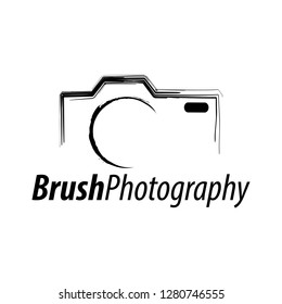 Brush Photography. Abstract illustration camera icon logo concept design template idea