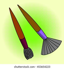 Brush Pop art vector illustration. Beautiful style comic. Hand-drawn