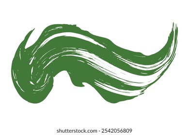 brush print with green paint on a white background