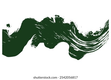 brush print with green paint on a white background