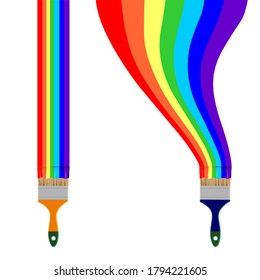 Brush with rainbow line. Abstract background. Vector illustration.