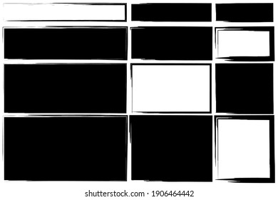 Brush rectangles in abstract style. Grunge design elements. Vector illustration. Stock image.