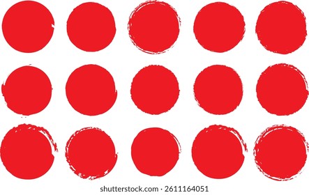 Brush red stroke circle frame, hand drawn rough scribble texture effect red circle, grunge crayon stamp