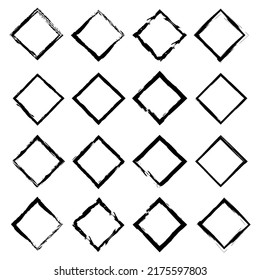 Brush rhombus. Watercolor brush texture. Square frame. Vector illustration. stock image. 