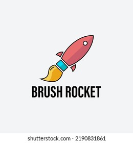 Brush Rocket Logo Isolated On White Background